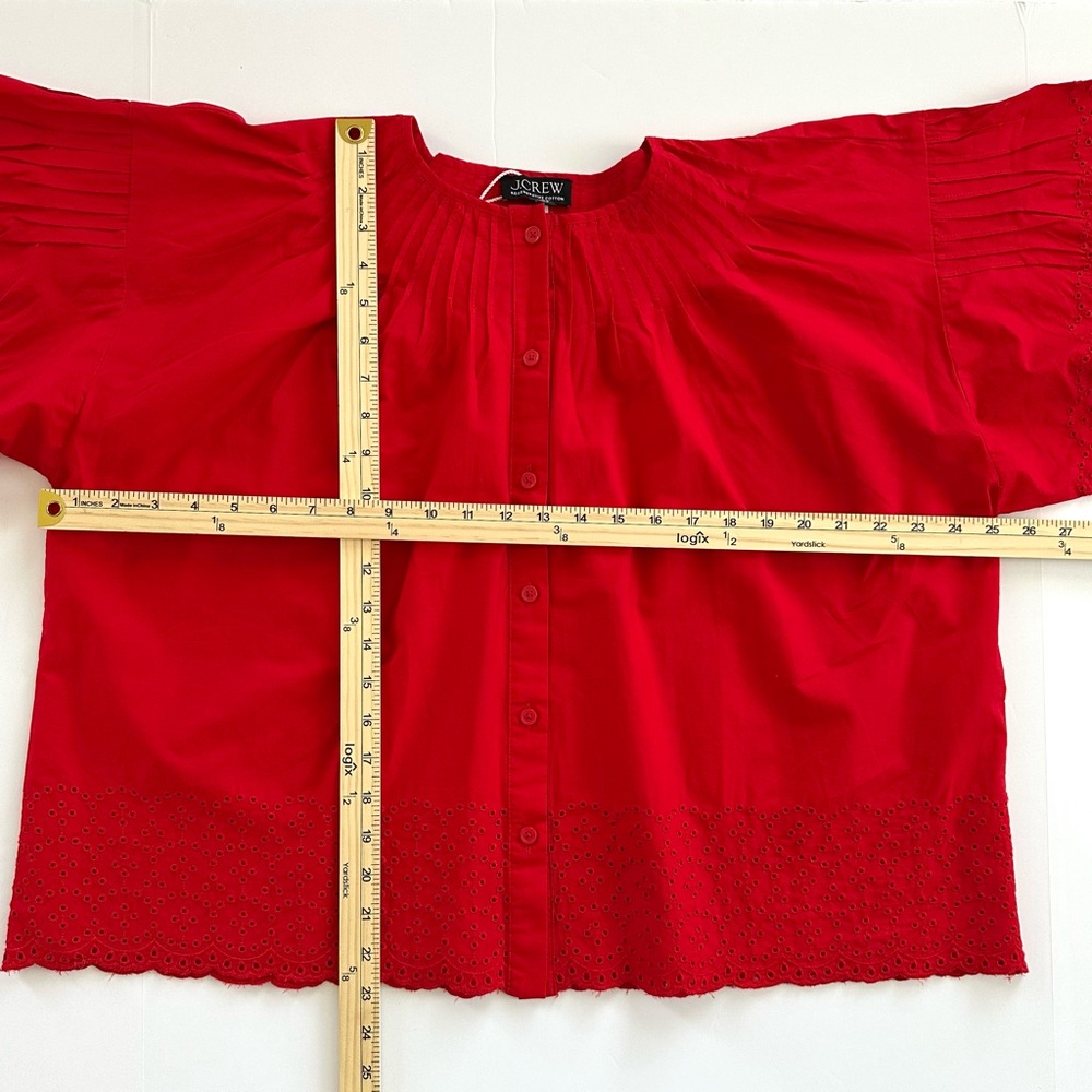J.Crew Jolie Top in Eyelet Cotton Poplin in Vintage Red | XL | NWT - Picture 7 of 14